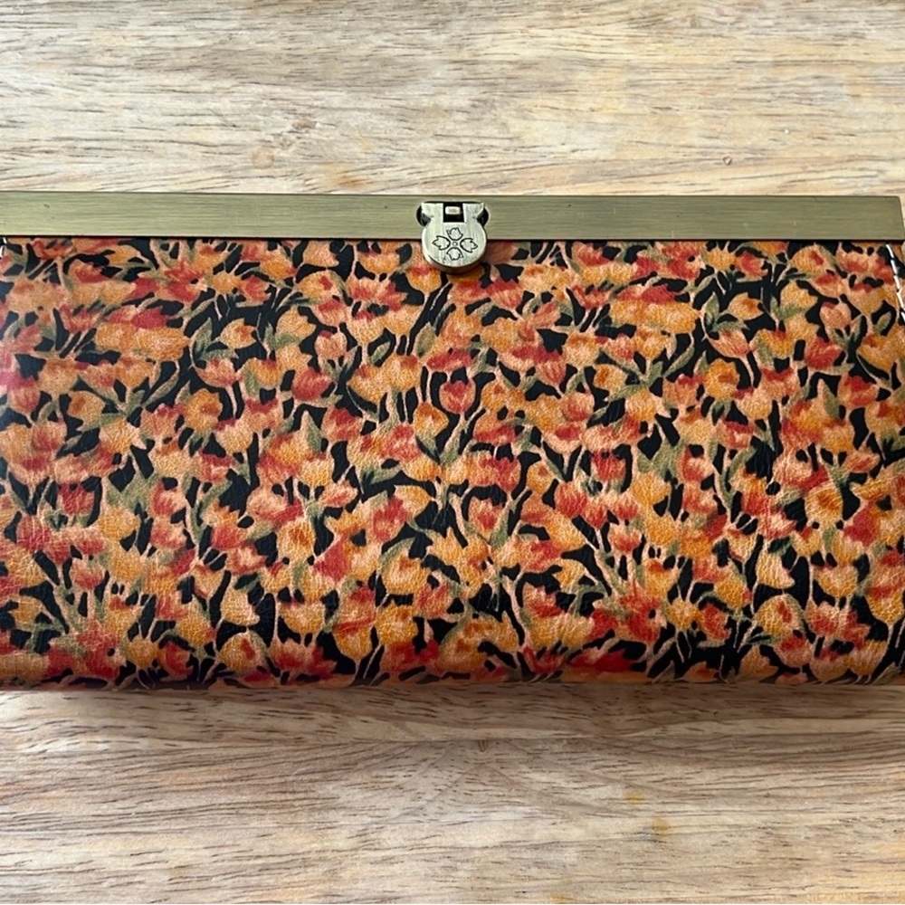 Gently used Tulip Flowers Print Patricia Nash Italian leather wallet.